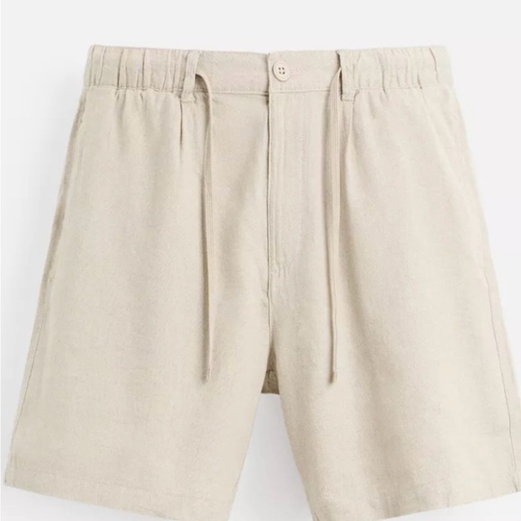 Zara Other - Zara Men's Cream Flat Front Shorts